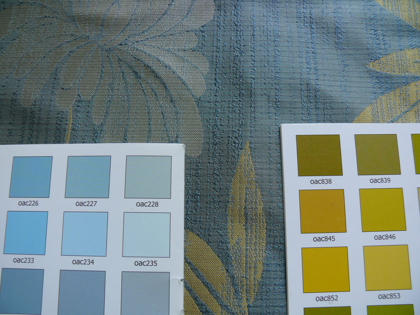 By yard 100% Silk Lampas Bali Breeze "ocean" Blue Flora Tropical Reversible