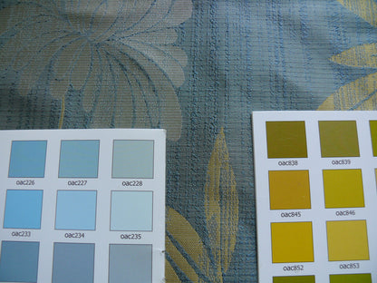 By yard 100% Silk Lampas Bali Breeze "ocean" Blue Flora Tropical Reversible