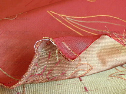 100% Silk Lampas Tulip "red" Mod Picasso Modern Abstract Flora Thick MSRP USD 300+/Y