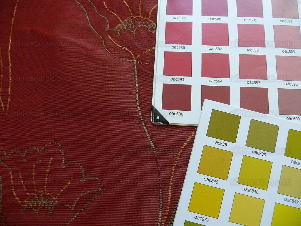 100% Silk Lampas Tulip "red" Mod Picasso Modern Abstract Flora Thick MSRP USD 300+/Y