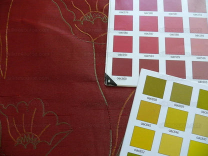 100% Silk Lampas Tulip "red" Mod Picasso Modern Abstract Flora Thick MSRP USD 300+/Y