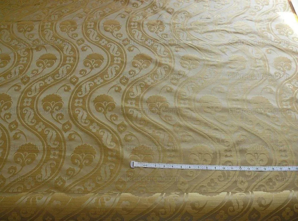 100% Silk Damask Peony River - Toffee Tan
