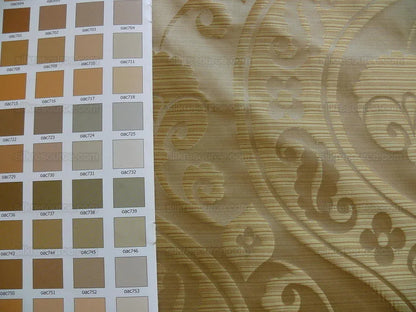 100% Silk Damask Peony River - Toffee Tan