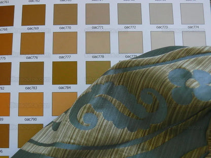 By Yard CUSTOM ORDER 100% Silk Damask Peony River - Blue