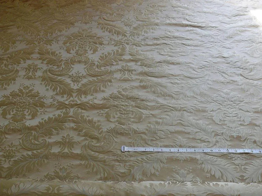 100% Silk Damask Classy Lotus "taupe" Ecru Bty