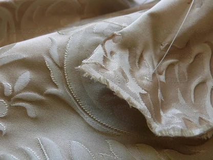 100% Silk Damask Classy Lotus "taupe" Ecru Bty