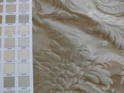 100% Silk Damask Classy Lotus "taupe" Ecru Bty