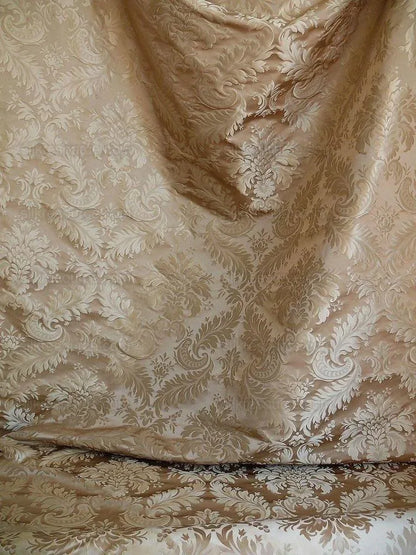 100% Silk Damask Classy Lotus "taupe" Ecru Bty