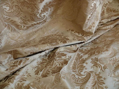100% Silk Damask Classy Lotus "taupe" Ecru Bty