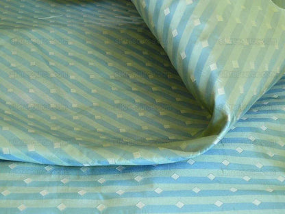 100% Silk Lampas Diamond Dot "jade" Blue Teal Green Stripe Reversible