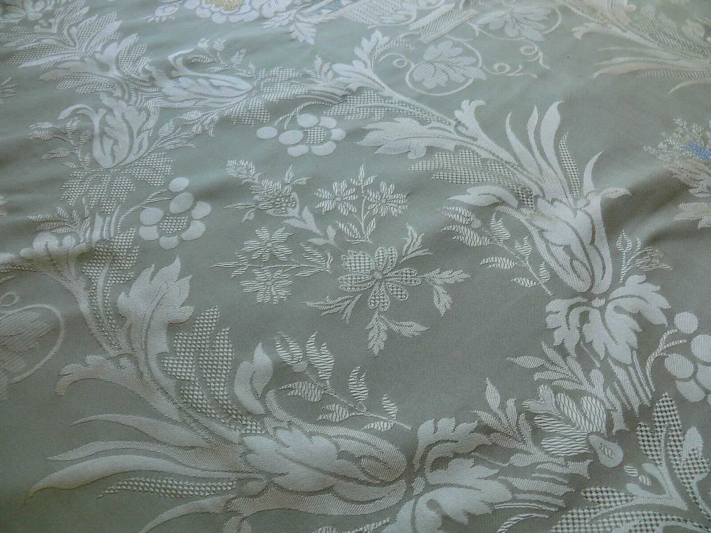 HiEnd 100% silk Damask Lisere Rose Urn Renaissance "palm" Light Green Yellow Pink Blue Neoclassical