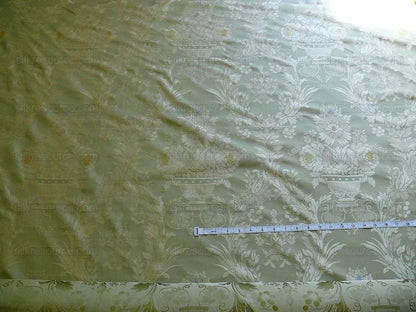 HiEnd 100% silk Damask Lisere Rose Urn Renaissance "palm" Light Green Yellow Pink Blue Neoclassical