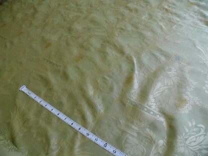 HiEnd 100% silk Damask Lisere Rose Urn Renaissance "palm" Light Green Yellow Pink Blue Neoclassical