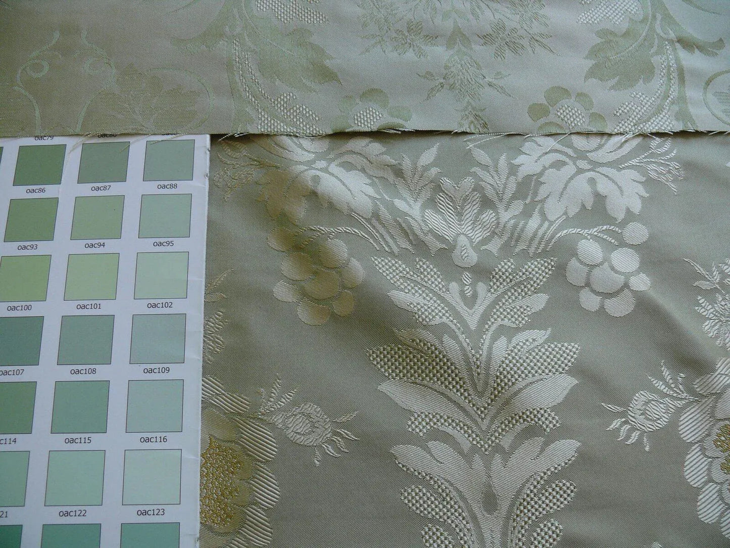 HiEnd 100% silk Damask Lisere Rose Urn Renaissance "palm" Light Green Yellow Pink Blue Neoclassical