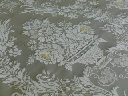 HiEnd 100% silk Damask Lisere Rose Urn Renaissance "palm" Light Green Yellow Pink Blue Neoclassical