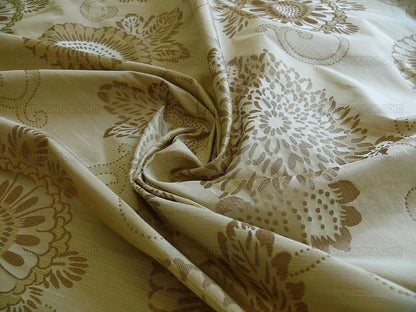By yard Asian Modern 100% Silk Jacquard Retro Mum "champagne" Tan Beige Brown