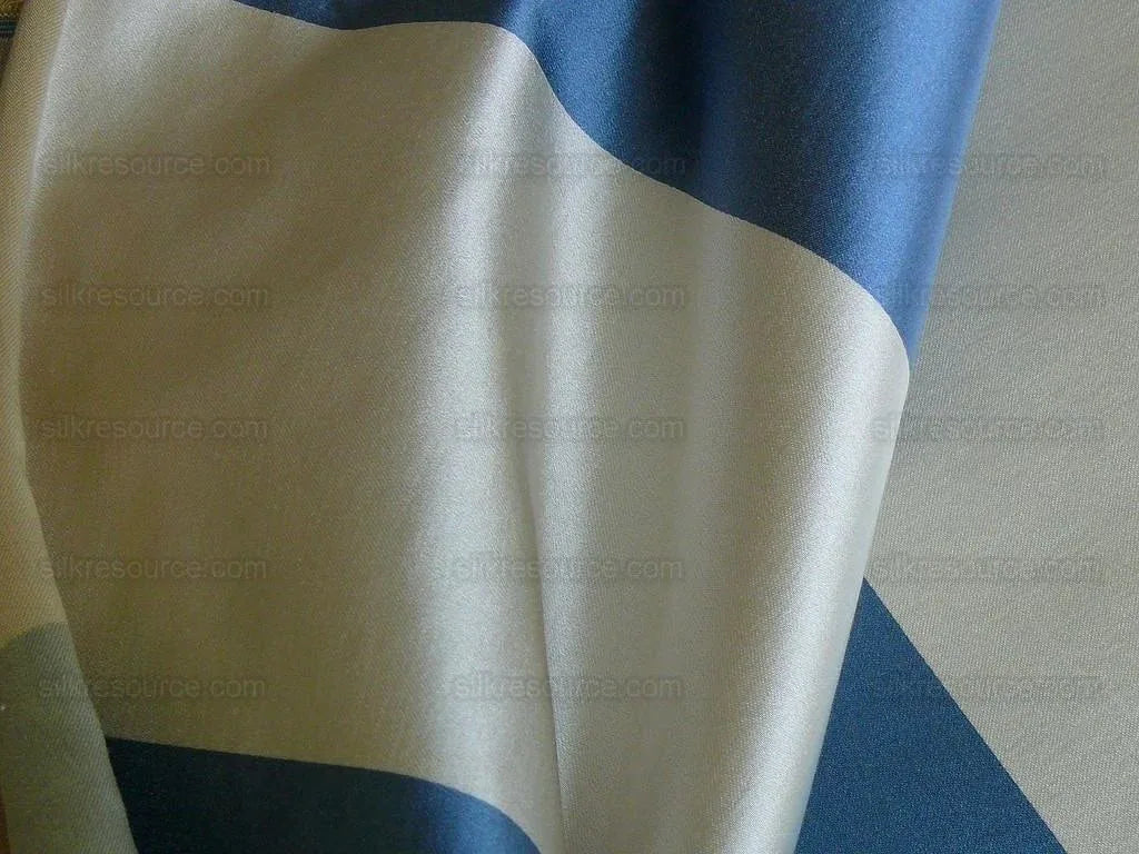 Clarence House Silk Satin 5" Stripe Ticking Blue&amp;white