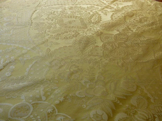 100% Silk Renaissance Damask "lemon" Yellow