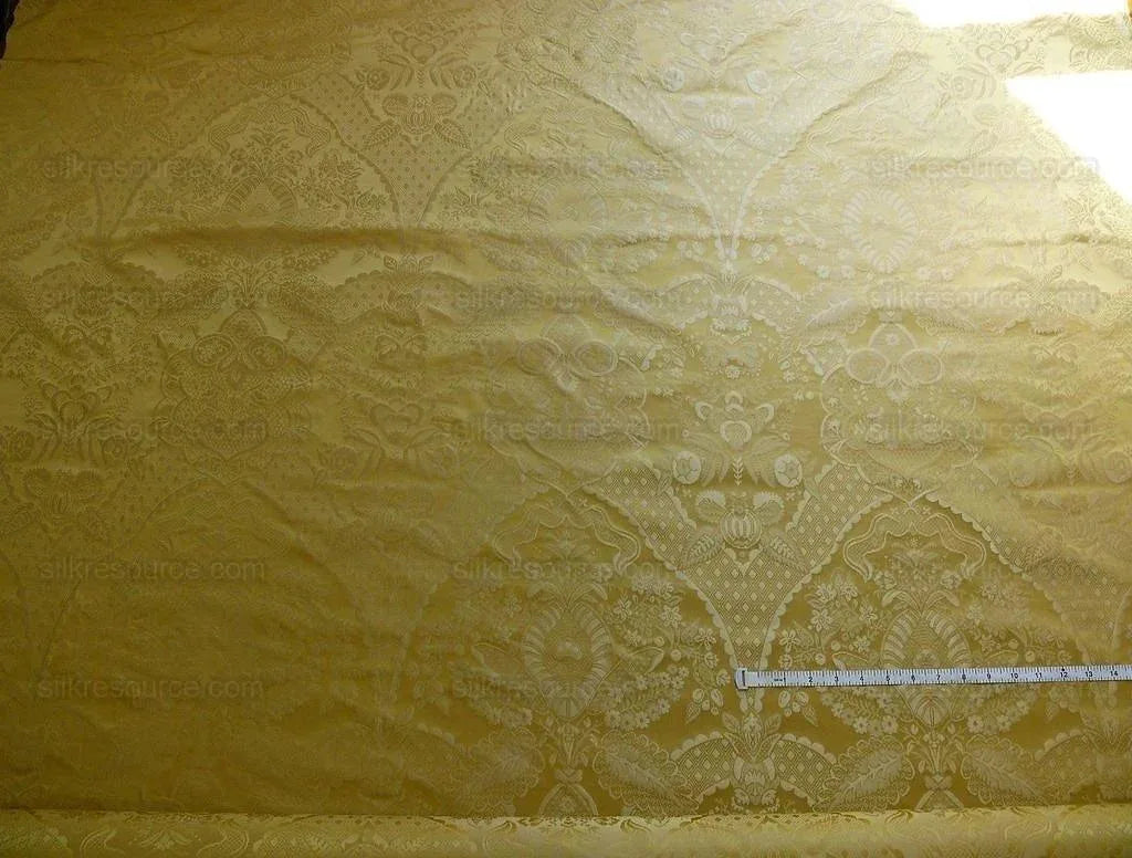100% Silk Renaissance Damask "lemon" Yellow