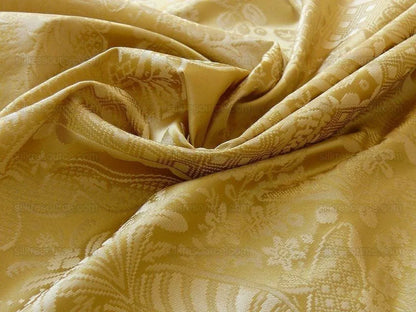100% Silk Renaissance Damask "lemon" Yellow
