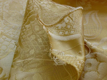 100% Silk Renaissance Damask "lemon" Yellow