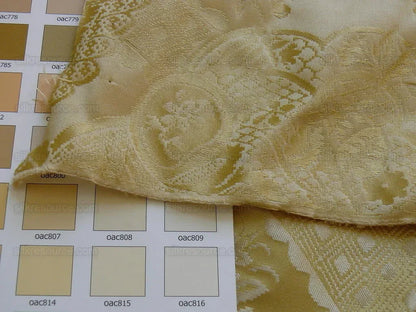 100% Silk Renaissance Damask "lemon" Yellow