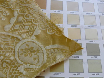 100% Silk Renaissance Damask "lemon" Yellow