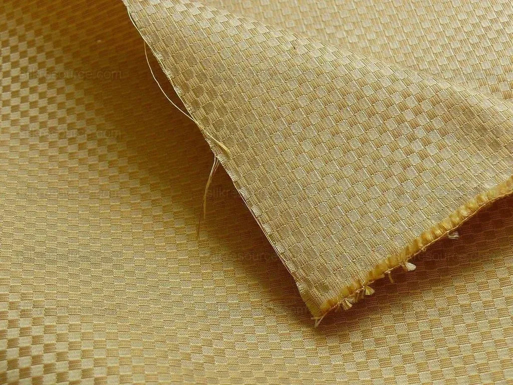 High End 100% Silk Mini Check "amber" Gold Heavy! MSRP USD275/Y