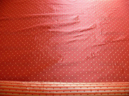 100% Silk Lampas Diamond Dot "sunset" Red Cream Khaki  Stripe Reversible