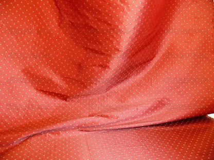 100% Silk Lampas Diamond Dot "sunset" Red Cream Khaki  Stripe Reversible