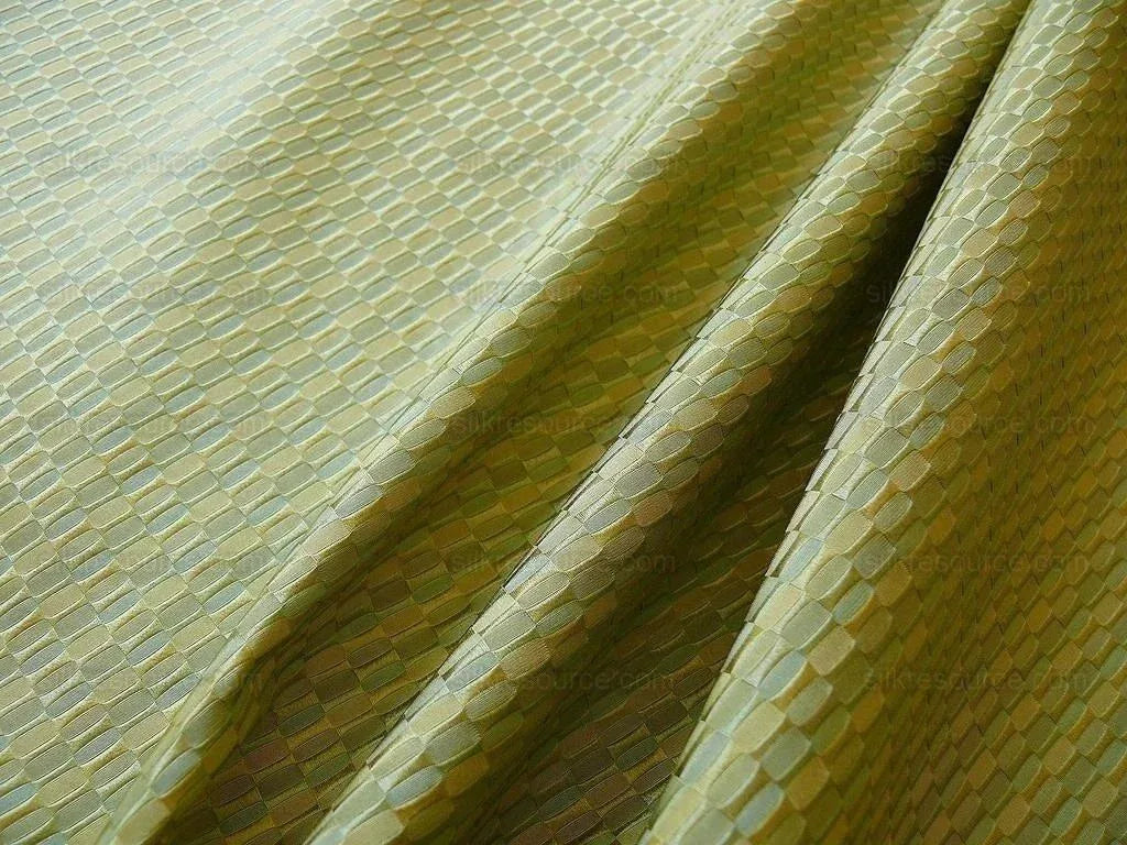 100% Silk Jacquard Oval Lozenge "marjoram" Green