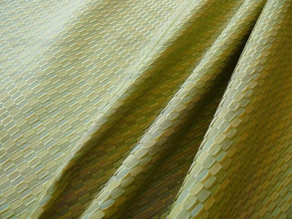 100% Silk Jacquard Oval Lozenge "marjoram" Green