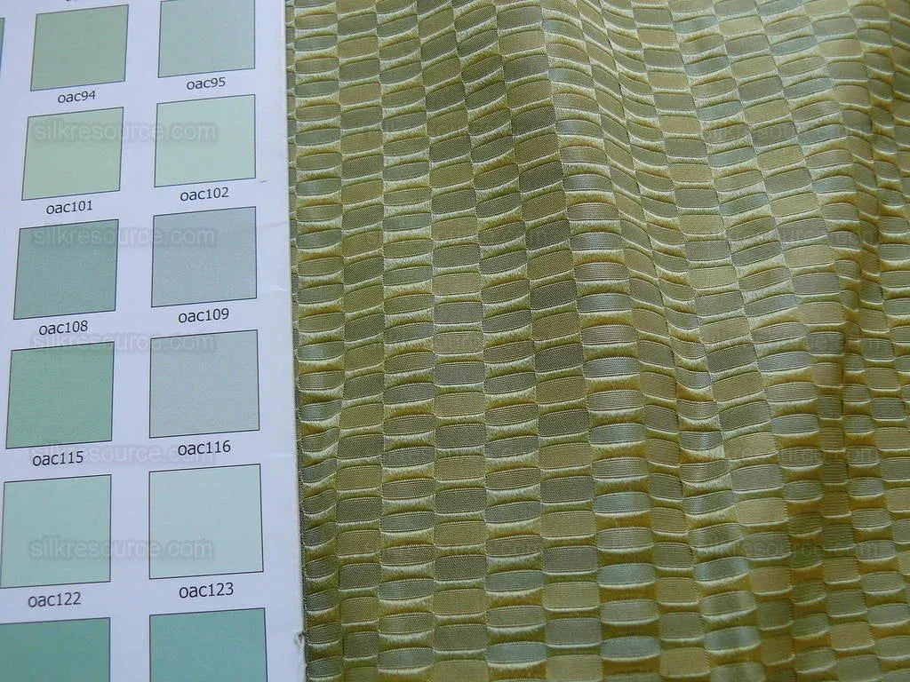 100% Silk Jacquard Oval Lozenge "marjoram" Green