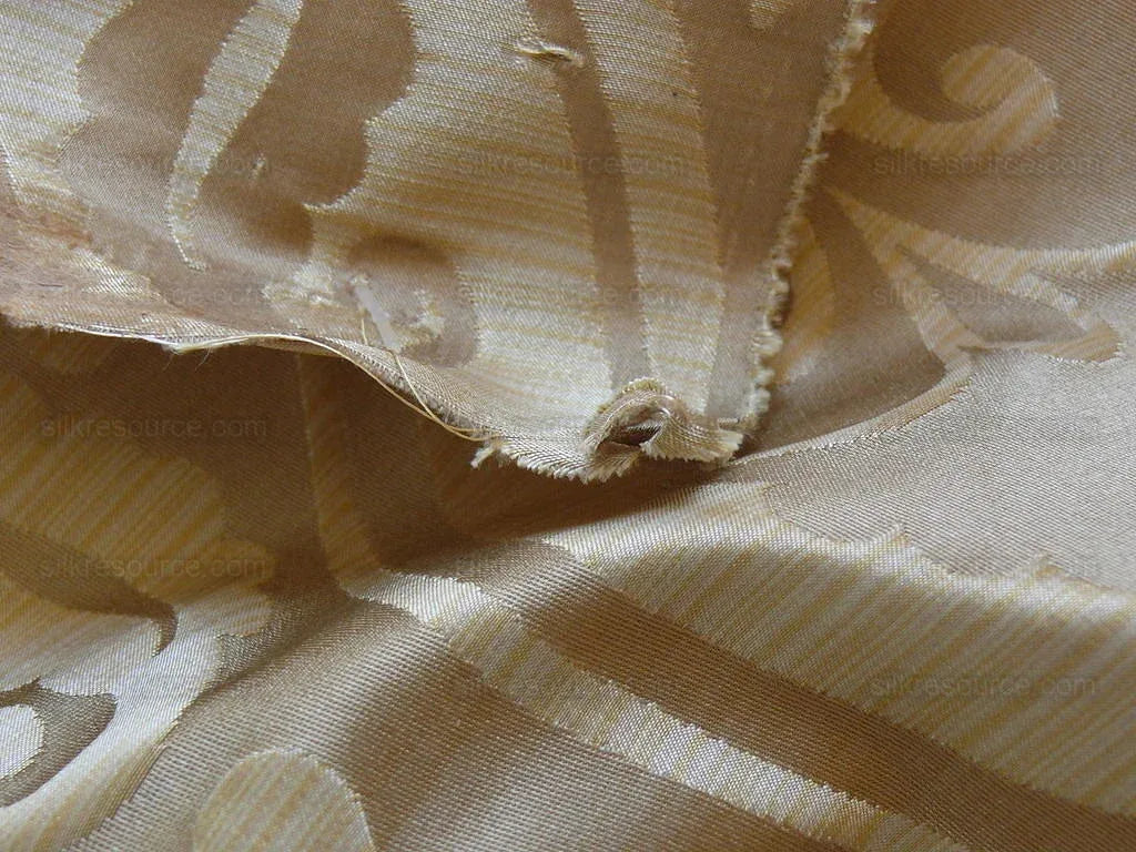100% Silk Damask Peony River Linen - Ecru
