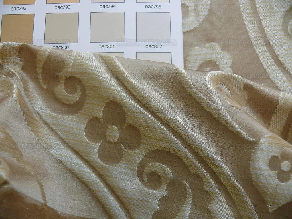 100% Silk Damask Peony River Linen - Ecru