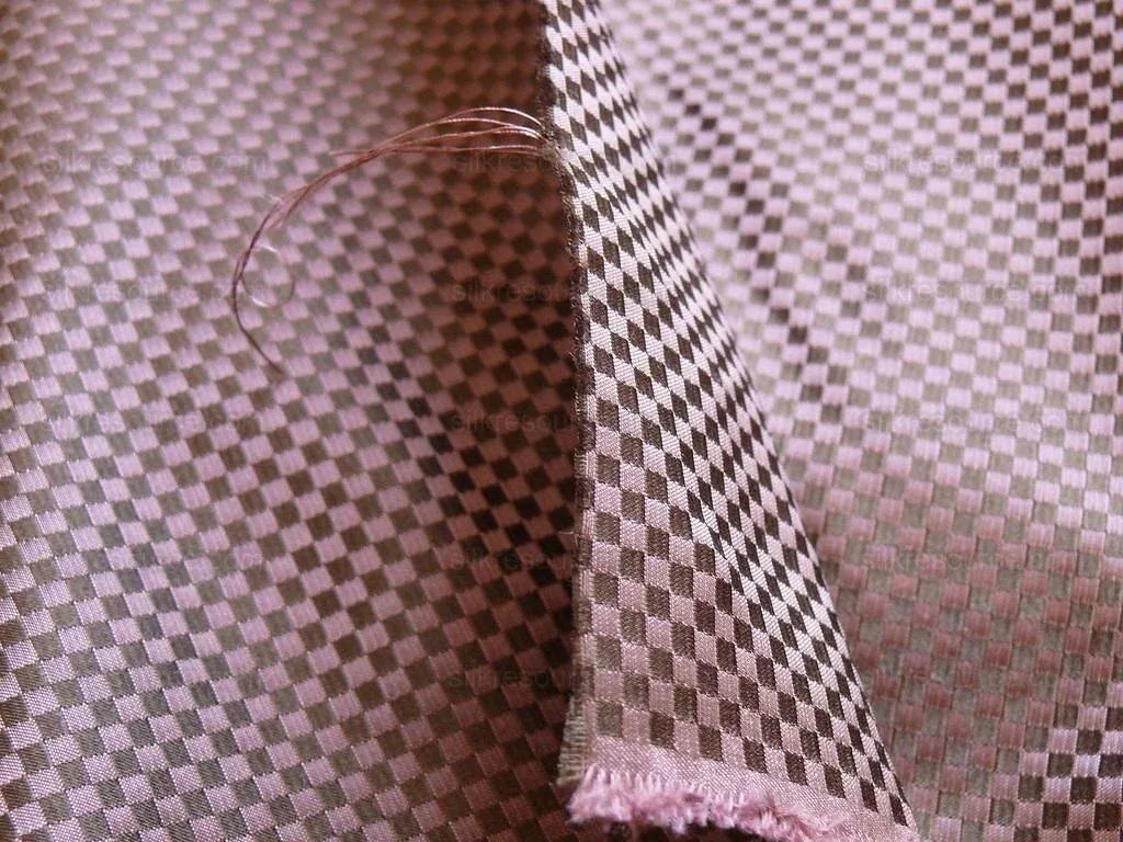 High End 100% Silk Mini Check "plum" Purple Heavy! MSRP USD275/Y