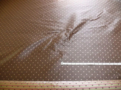 100% Silk Lampas Diamond Dot "chocolate" Brown Red Green  Stripe Reversible