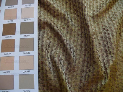By Yard 100% Silk Jacquard Modern Square "chestnut" Raffia Metallic Brown Gold Copper