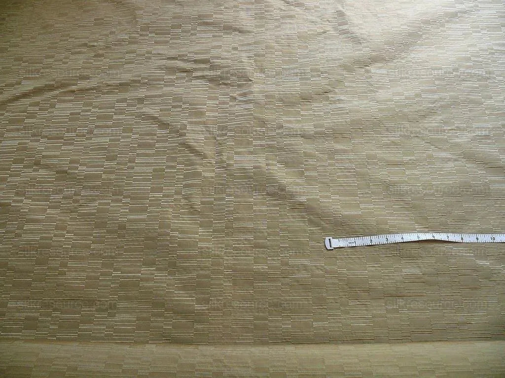 100% Silk Damask Piano Key "khaki" Brown Tan Jacquard Textured Iridescent