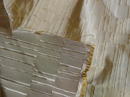 100% Silk Damask Piano Key "khaki" Brown Tan Jacquard Textured Iridescent