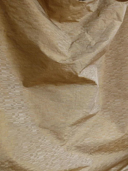 100% Silk Damask Piano Key "khaki" Brown Tan Jacquard Textured Iridescent