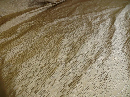 100% Silk Damask Piano Key "khaki" Brown Tan Jacquard Textured Iridescent