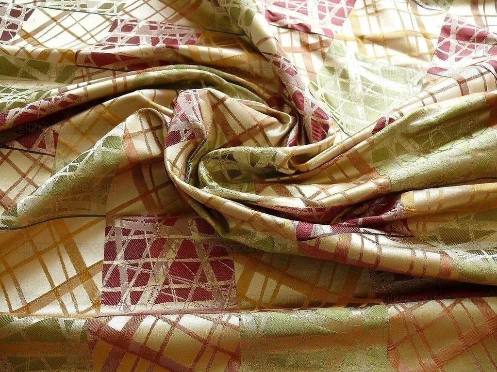 100% Silk Jacquard Mirror Square "jewel" Gold Red Green MSRP USD 230/y