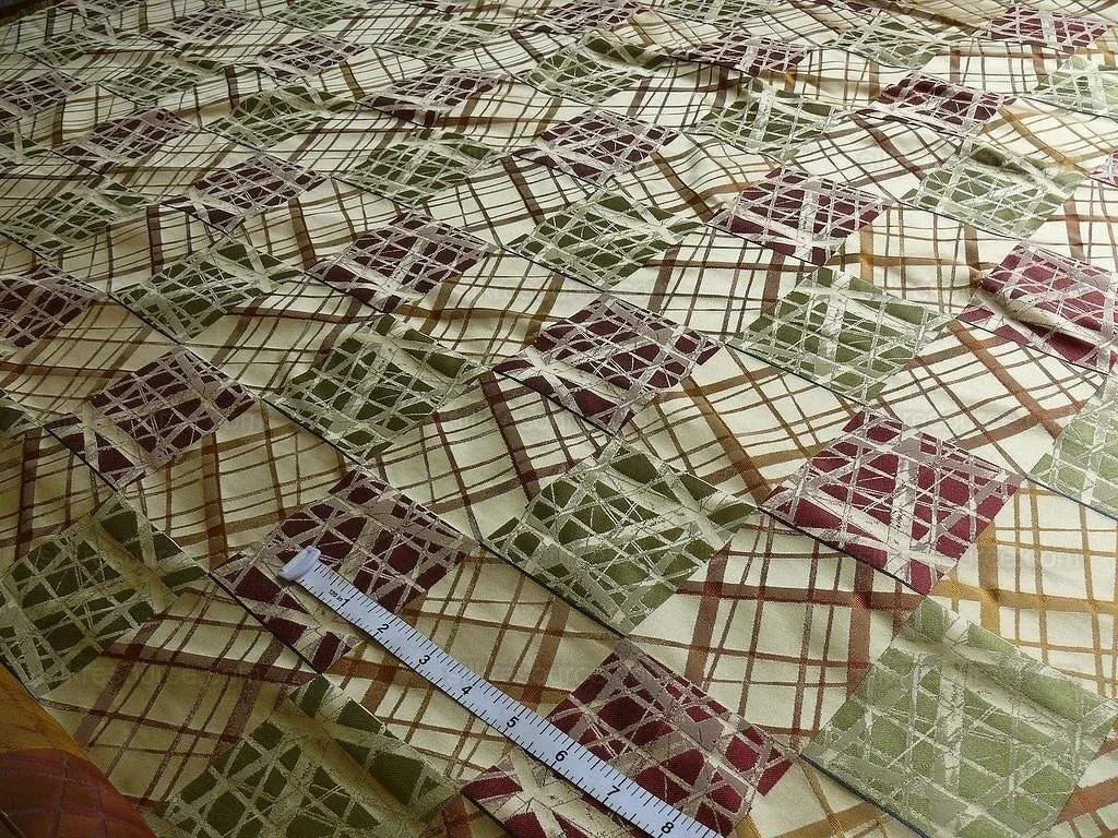 100% Silk Jacquard Mirror Square "jewel" Gold Red Green MSRP USD 230/y