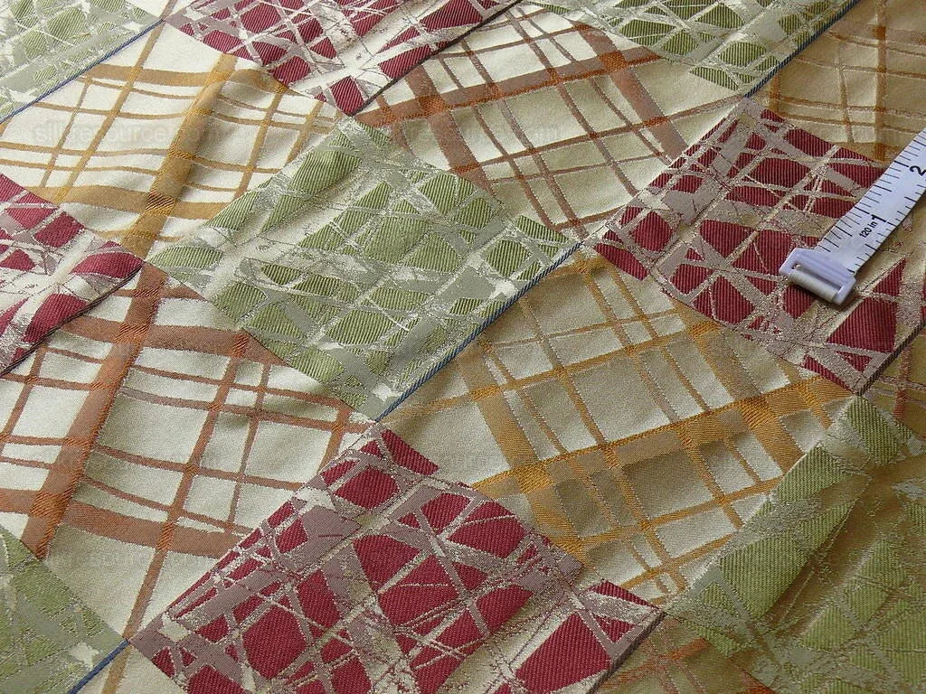 100% Silk Jacquard Mirror Square "jewel" Gold Red Green MSRP USD 230/y
