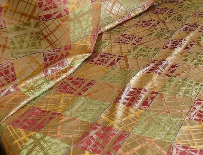 100% Silk Jacquard Mirror Square "jewel" Gold Red Green MSRP USD 230/y