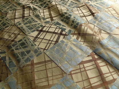 100% Silk Jacquard Mirror Square "celadon" Tan Brown Gray Blue MSRP USD 230/y