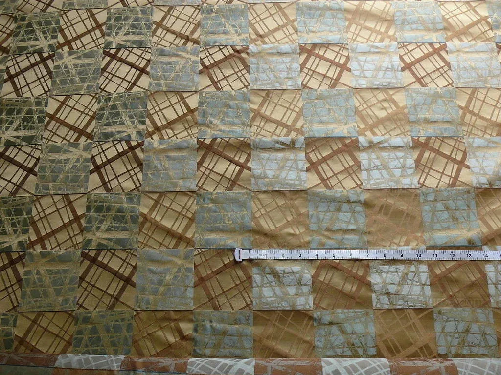 100% Silk Jacquard Mirror Square "celadon" Tan Brown Gray Blue MSRP USD 230/y