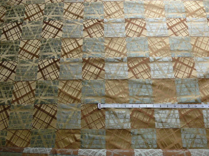 100% Silk Jacquard Mirror Square "celadon" Tan Brown Gray Blue MSRP USD 230/y