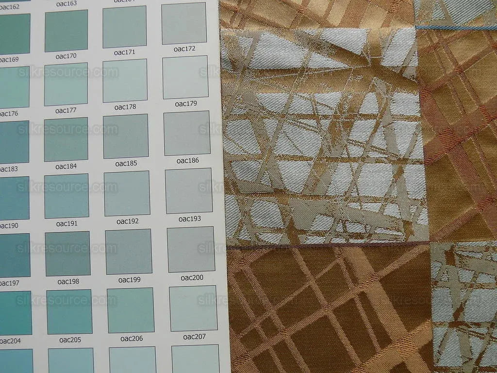 100% Silk Jacquard Mirror Square "celadon" Tan Brown Gray Blue MSRP USD 230/y